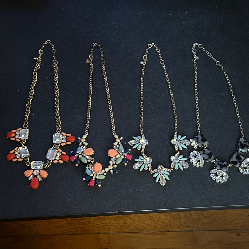 Lot of J. Crew Multi-Color Crystal & Stone Statement Necklaces